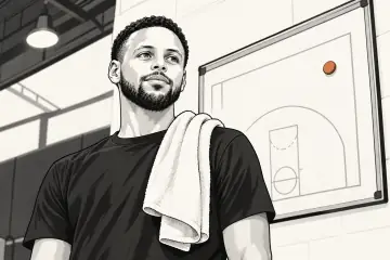 練習後にコートサイドに立つステフィン・カリー