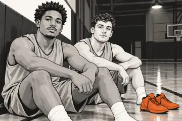 練習コートに並ぶカイラー・ケリーとゲイブ・マドセン