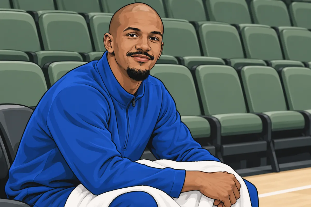 ベンチ裏で静かに試合を見守るジェイレン・サグス